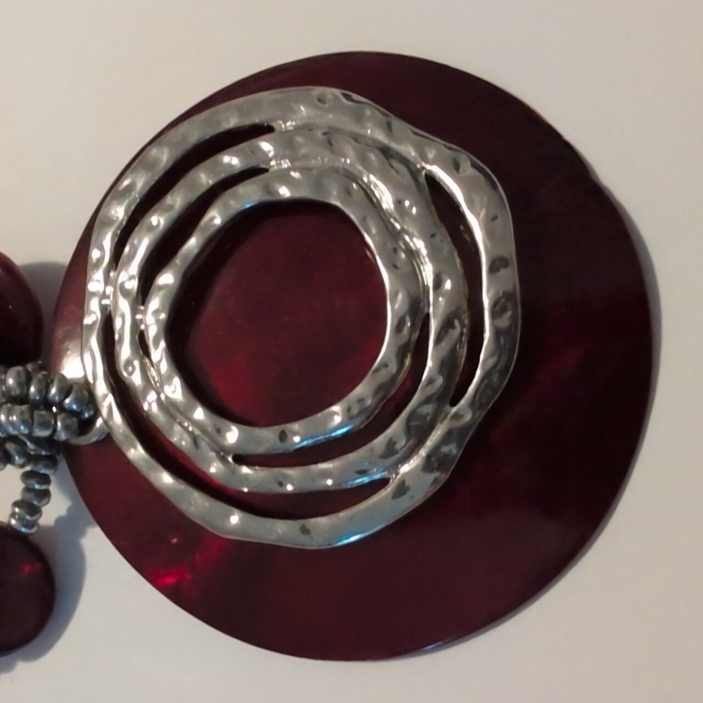 Red Silver Tone Women's Necklace &;Earrings Jewelry Lot - Picture 6 of 8